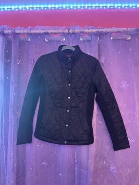 Merona Black Quilted‎ Snap-Front Jacket